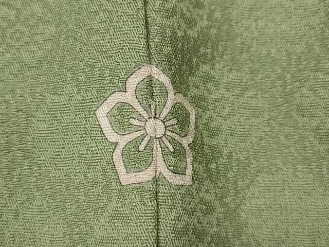 平和屋着物●上質な色無地　鳳凰花地紋　柳染色　正絹　逸品　CABN4883ut