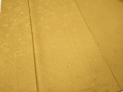 平和屋着物●上質な色無地　舞花地紋　山吹茶色　正絹　逸品　CABN4884ut