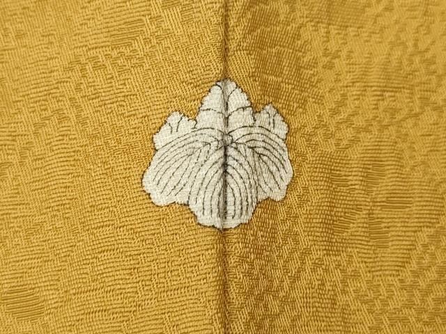 平和屋着物●上質な色無地　舞花地紋　山吹茶色　正絹　逸品　CABN4884ut