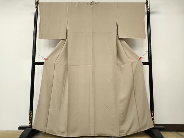 平和屋着物●上質な色無地　杢目地紋　白茶色　正絹　逸品　CABN4886ut