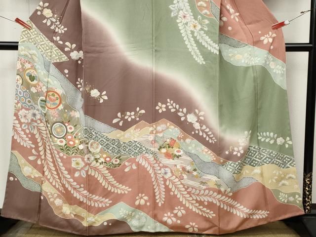 平和屋着物●訪問着　辻が花　駒刺繍　金彩　正絹　逸品　CABN4889ut