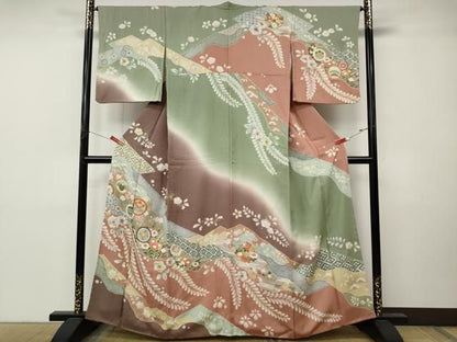 平和屋着物●訪問着　辻が花　駒刺繍　金彩　正絹　逸品　CABN4889ut
