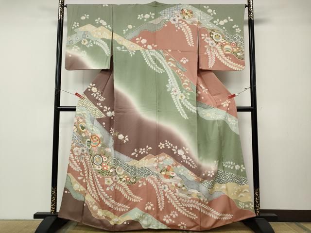平和屋着物●訪問着　辻が花　駒刺繍　金彩　正絹　逸品　CABN4889ut