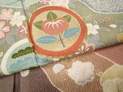 平和屋着物●訪問着　辻が花　駒刺繍　金彩　正絹　逸品　CABN4889ut