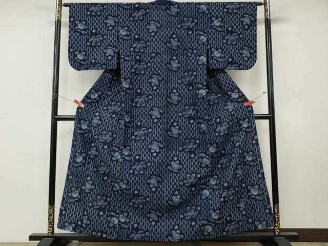 平和屋着物●久留米絣　単衣　橘　綿　逸品　CABN4894ut