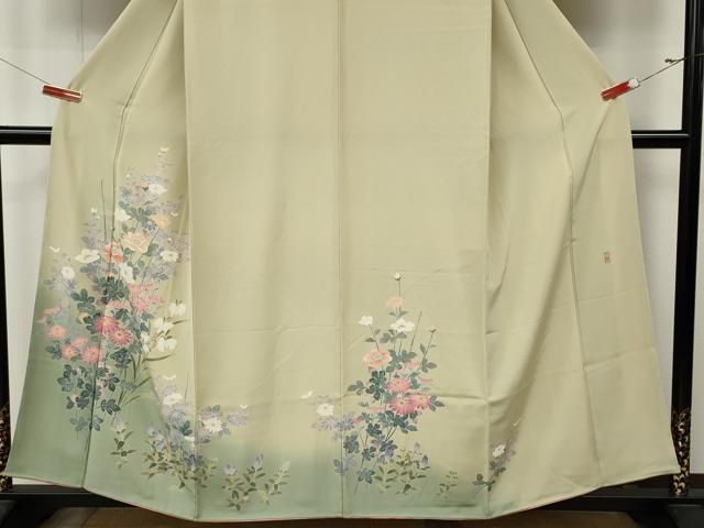 平和屋着物●訪問着　友禅　作家物　枝花文　正絹　逸品　CABN4895ut