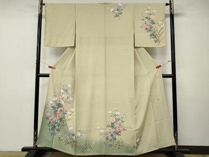 平和屋着物●訪問着　友禅　作家物　枝花文　正絹　逸品　CABN4895ut