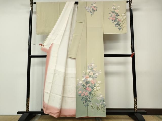 平和屋着物●訪問着　友禅　作家物　枝花文　正絹　逸品　CABN4895ut