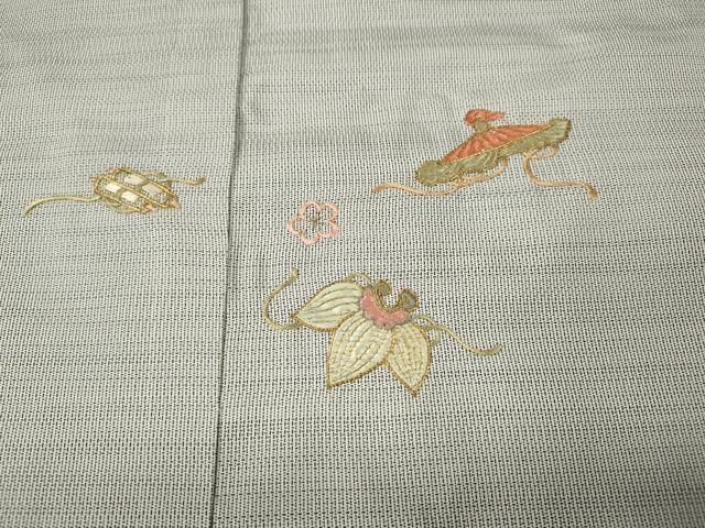 平和屋着物●訪問着　本場大島紬　総刺繍　宝尽くし文　金糸　中昌紬織物謹製　証紙付き　仮絵羽　正絹　逸品　未使用　CABN4897ut