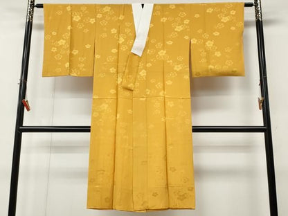 平和屋着物●長襦袢　無双仕立て　舞梅地紋　柑子色　正絹　逸品　CABN4901ut