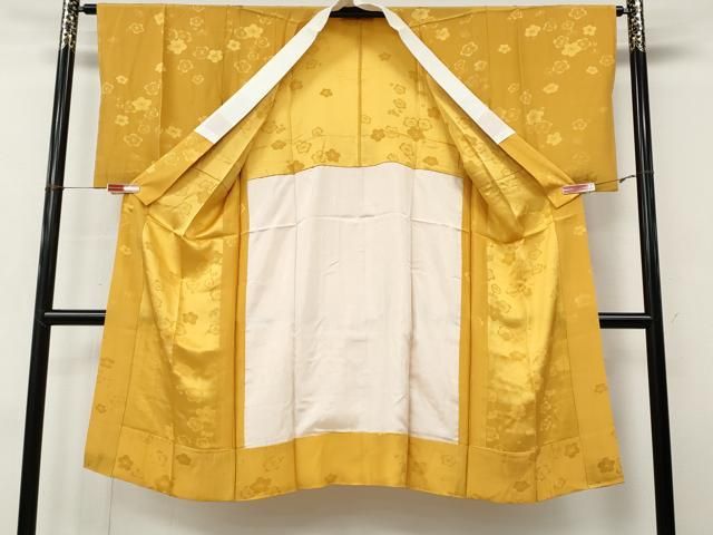 平和屋着物●長襦袢　無双仕立て　舞梅地紋　柑子色　正絹　逸品　CABN4901ut