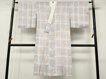 平和屋着物●長襦袢　無双仕立て　市松舞桜文　やまと誂製　正絹　逸品　CABN4903ut
