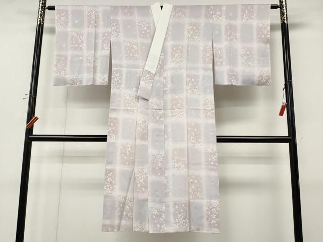 平和屋着物●長襦袢　無双仕立て　市松舞桜文　やまと誂製　正絹　逸品　CABN4903ut
