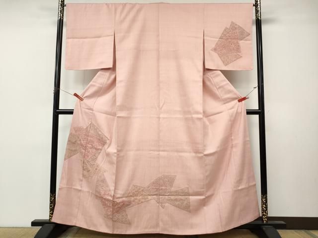 平和屋着物●中国三大刺繍　スワトウ刺繍　汕頭刺繍　総刺繍　訪問着　紬地　切嵌鳳凰花文　正絹　逸品　CABN4911ut