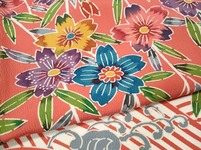 平和屋着物●豪華振袖　型染め　飛鳥立波花文　正絹　逸品　CABN4912ut