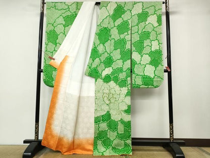 平和屋着物●豪華振袖　総絞り　駒刺繍　舞花文　正絹　逸品　CABN4915ut