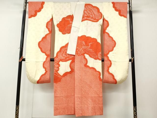 平和屋着物●振袖用長襦袢　無双仕立て　総絞り　飛鶴松文　正絹　逸品　CABN4917ut