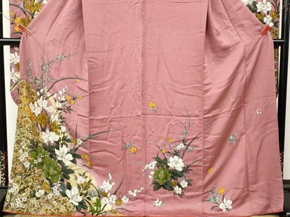 平和屋着物●女優・後藤久美子ブランド　振袖　草花文　金彩　正絹　逸品　CABN4918ut