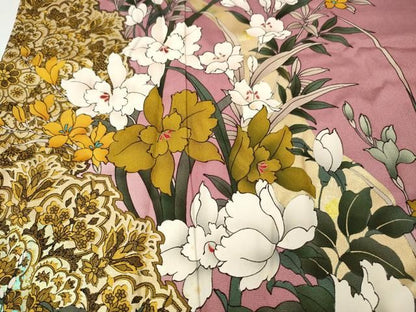 平和屋着物●女優・後藤久美子ブランド　振袖　草花文　金彩　正絹　逸品　CABN4918ut