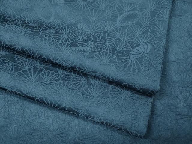 平和屋着物●上質な色無地　扇面地紋　青藍色　正絹　逸品　CABN4922ut