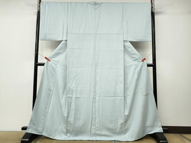 平和屋着物●上質な色無地　菱繋ぎ地紋　藍色　正絹　逸品　CABN4923ut