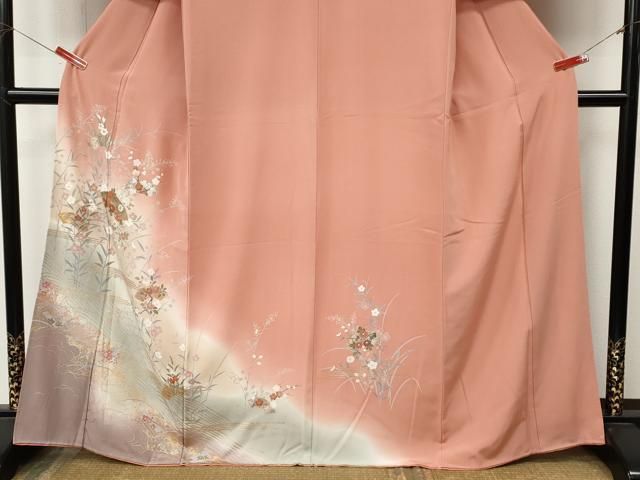 平和屋着物●訪問着　地紙花文　暈し染め　金銀彩　正絹　逸品　CABN4926ut