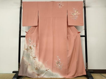 平和屋着物●訪問着　地紙花文　暈し染め　金銀彩　正絹　逸品　CABN4926ut