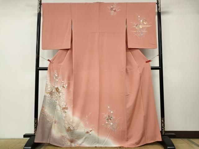 平和屋着物●訪問着　地紙花文　暈し染め　金銀彩　正絹　逸品　CABN4926ut