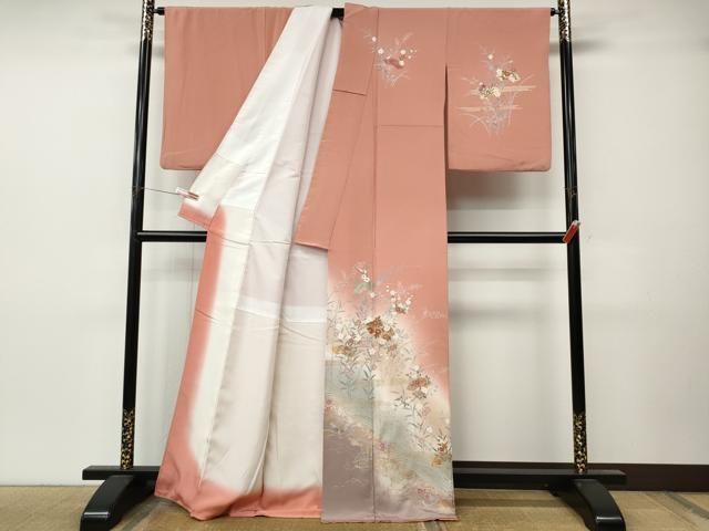平和屋着物●訪問着　地紙花文　暈し染め　金銀彩　正絹　逸品　CABN4926ut