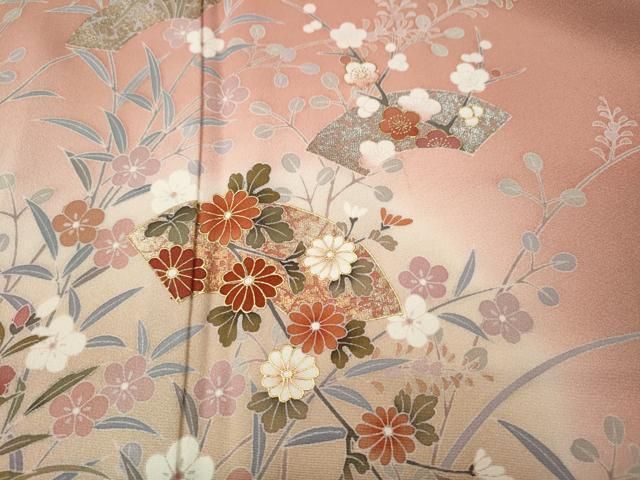 平和屋着物●訪問着　地紙花文　暈し染め　金銀彩　正絹　逸品　CABN4926ut