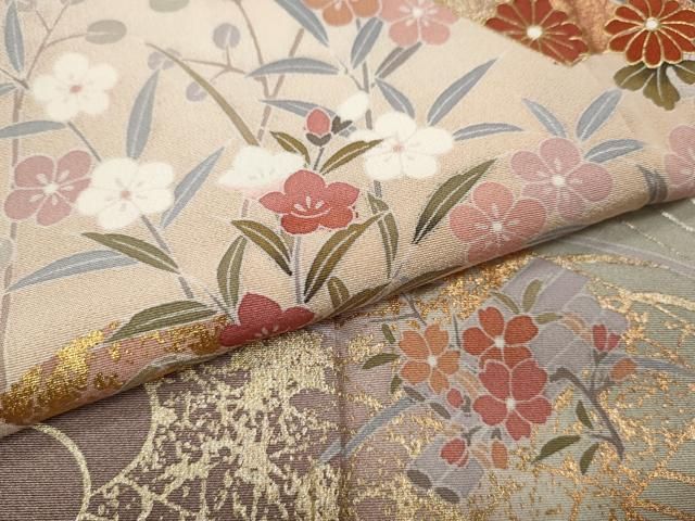平和屋着物●訪問着　地紙花文　暈し染め　金銀彩　正絹　逸品　CABN4926ut