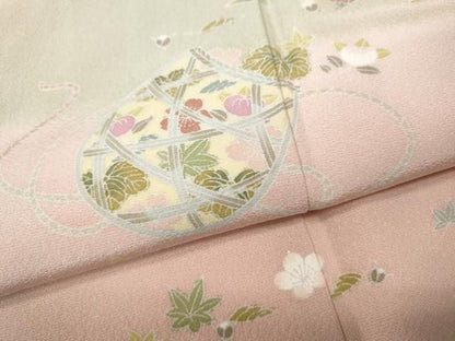 平和屋着物●訪問着　友禅　作家物　花籠文　暈し染め　正絹　逸品　CABN4929ut