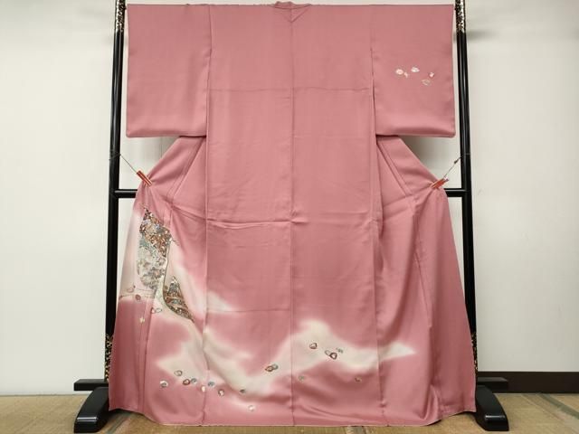 平和屋着物●訪問着　総刺繍　几帳貝桶花文　ロング丈　正絹　逸品　CABN4931ut