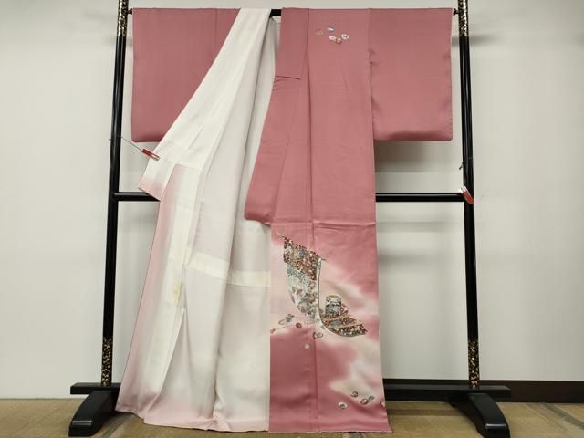 平和屋着物●訪問着　総刺繍　几帳貝桶花文　ロング丈　正絹　逸品　CABN4931ut