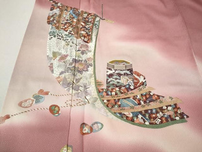 平和屋着物●訪問着　総刺繍　几帳貝桶花文　ロング丈　正絹　逸品　CABN4931ut