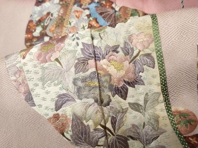 平和屋着物●訪問着　総刺繍　几帳貝桶花文　ロング丈　正絹　逸品　CABN4931ut