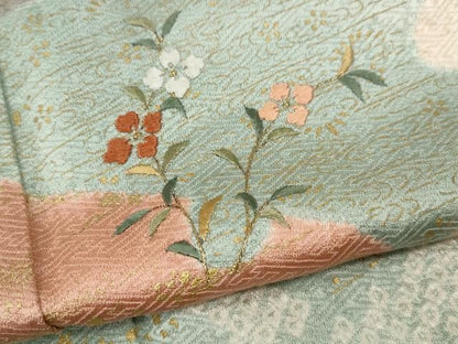 平和屋着物●訪問着　絞り　刺繍　エ霞草花文　金彩　正絹　逸品　CABN4936ut