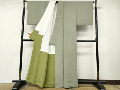 平和屋着物●江戸小紋　万筋　岩井茶色×絹鼠色　正絹　逸品　CABN4937ut