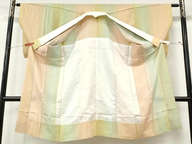 平和屋着物●長襦袢　無双仕立て　縞　暈し染め　やまと誂製　正絹　逸品　CABN4941ut