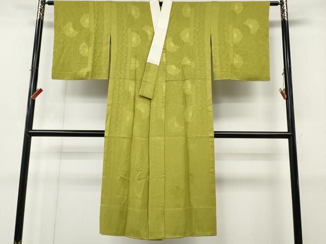 平和屋着物●長襦袢　無双仕立て　舞花間道地紋　青朽葉色　やまと誂製　正絹　逸品　未使用　CABN4944ut