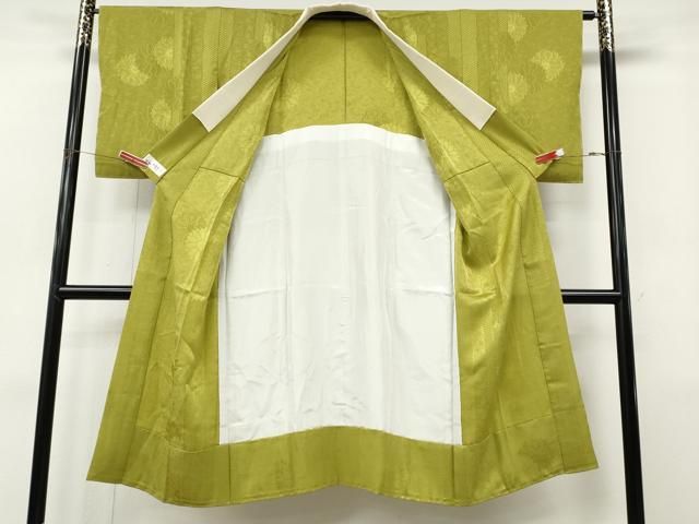 平和屋着物●長襦袢　無双仕立て　舞花間道地紋　青朽葉色　やまと誂製　正絹　逸品　未使用　CABN4944ut