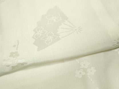 平和屋着物●長襦袢　無双仕立て　扇面草花地紋　暈し染め　半衿刺繍　正絹　逸品　CABN4945ut
