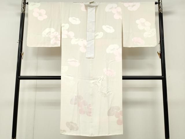 平和屋着物●長襦袢　袷　地紋起こし　舞梅地紋　正絹　逸品　CABN4947ut