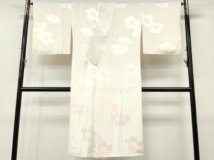 平和屋着物●長襦袢　袷　地紋起こし　舞梅地紋　正絹　逸品　CABN4947ut
