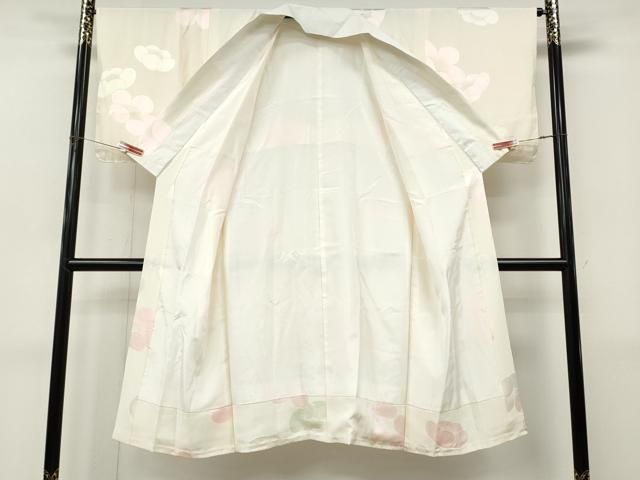 平和屋着物●長襦袢　袷　地紋起こし　舞梅地紋　正絹　逸品　CABN4947ut