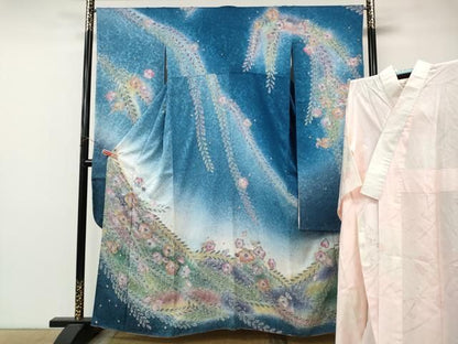 平和屋着物●豪華振袖・長襦袢セット　辻が花　絞り　暈し染め　金彩　正絹　逸品　CABN4953ut