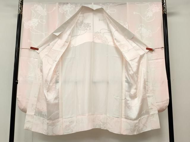 平和屋着物●豪華振袖・長襦袢セット　駒刺繍　枝桜文　暈し染め　銀通し地　鈴乃屋扱い　正絹　逸品　CABN4954ut