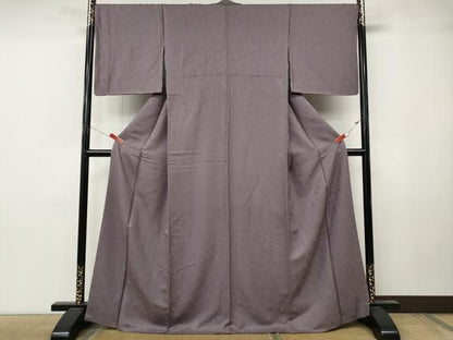 平和屋着物●上質な色無地　南天地紋　紅藤色　正絹　逸品　CABN4962ut