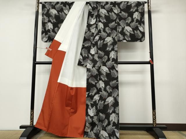 平和屋着物●上質な紬　舞蝶文　正絹　逸品　CABN4968ut