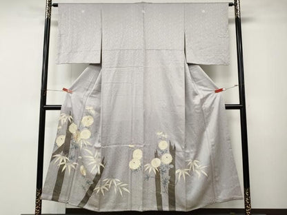 平和屋着物●豪華色留袖　刺繍　枝花文　金彩　正絹　逸品　CABN4973ut